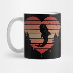 Cute Red Vintage Heart Whale Sharks 80s Valentine Day Love Gift Idea Mug